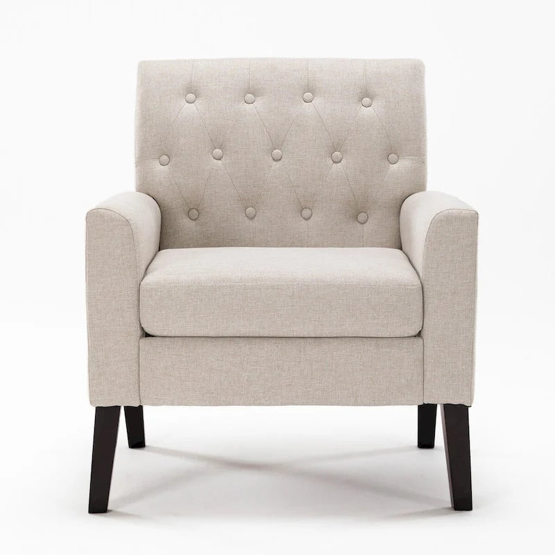 Fauteuil d'appoint en lin, fauteuil de salon confortable avec accoudoirs, fauteuil capitonné, fauteuils modernes, lot de 2