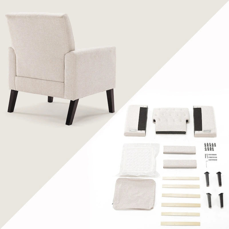 Fauteuil d'appoint en lin, fauteuil de salon confortable avec accoudoirs, fauteuil capitonné, fauteuils modernes, lot de 2