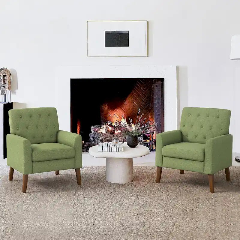 Fauteuil d'appoint en lin, fauteuil de salon confortable avec accoudoirs, fauteuil capitonné, fauteuils modernes, lot de 2