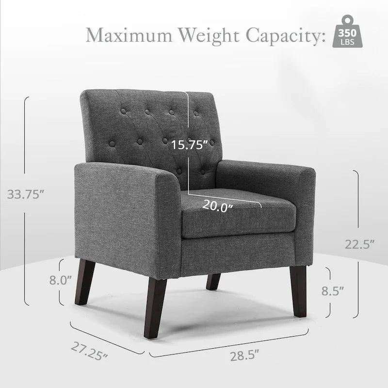 Fauteuil d'appoint en lin, fauteuil de salon confortable avec accoudoirs, fauteuil capitonné, fauteuils modernes, lot de 2