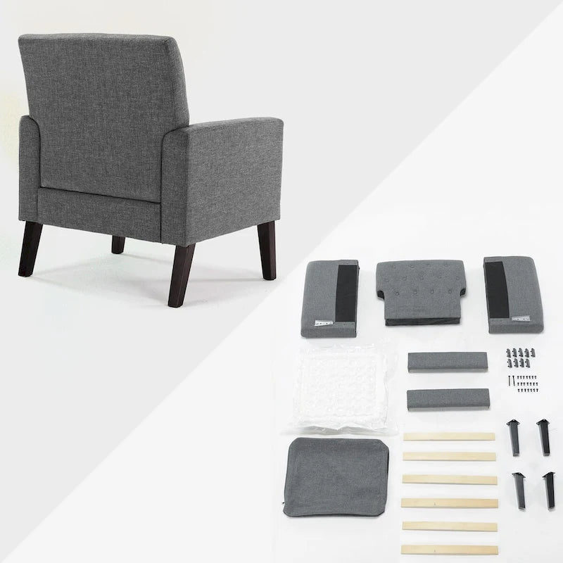 Fauteuil d'appoint en lin, fauteuil de salon confortable avec accoudoirs, fauteuil capitonné, fauteuils modernes, lot de 2
