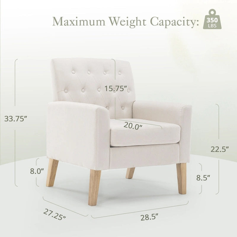 Fauteuil d'appoint en lin, fauteuil de salon confortable avec accoudoirs, fauteuil capitonné, fauteuils modernes, lot de 2