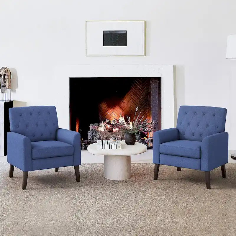 Fauteuil d'appoint en lin, fauteuil de salon confortable avec accoudoirs, fauteuil capitonné, fauteuils modernes, lot de 2