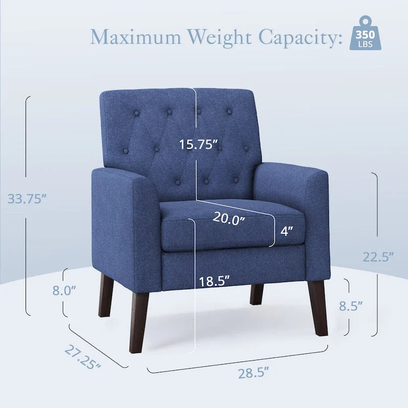 Fauteuil d'appoint en lin, fauteuil de salon confortable avec accoudoirs, fauteuil capitonné, fauteuils modernes, lot de 2