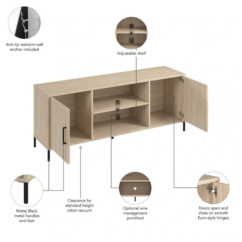 Meuble TV 58W avec portes et étagères