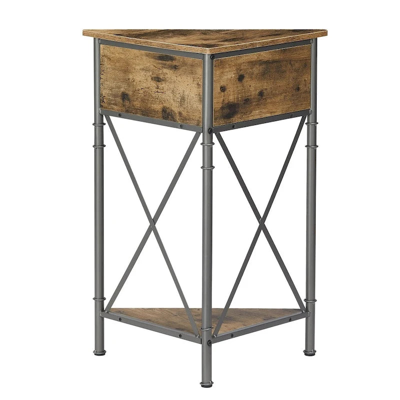 Table d'angle avec tiroir et étagère de rangement, meuble bas triangulaire pour cuisine, salon et chambre