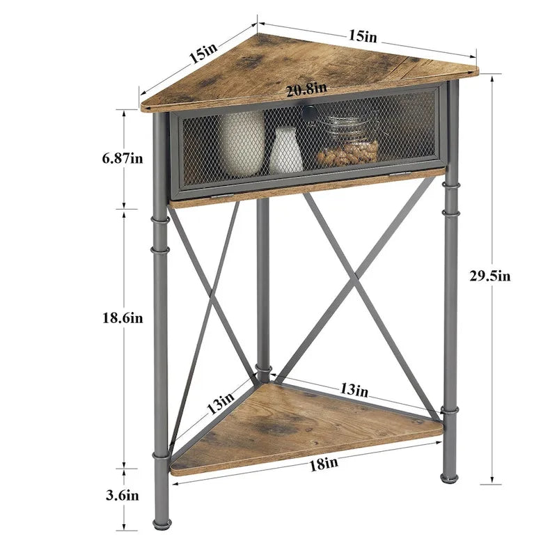 Table d'angle avec tiroir et étagère de rangement, meuble bas triangulaire pour cuisine, salon et chambre