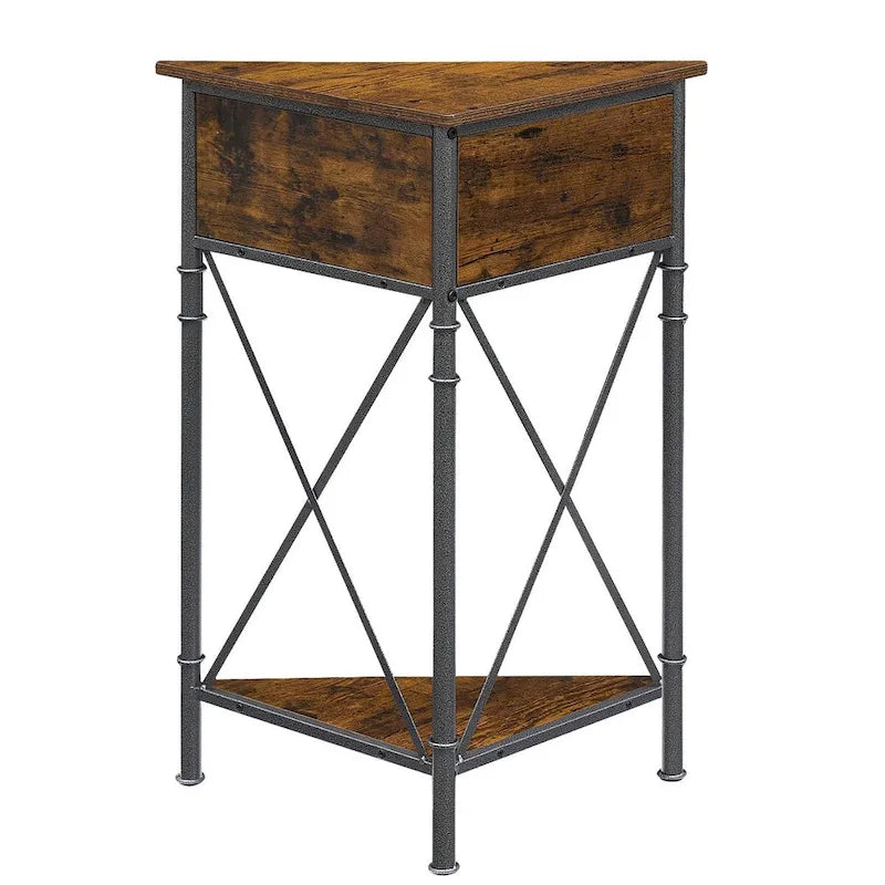 Table d'angle avec tiroir et étagère de rangement, meuble bas triangulaire pour cuisine, salon et chambre