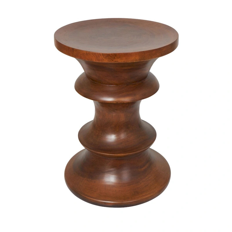 Table d'appoint géométrique en bois faite à la main - Marron