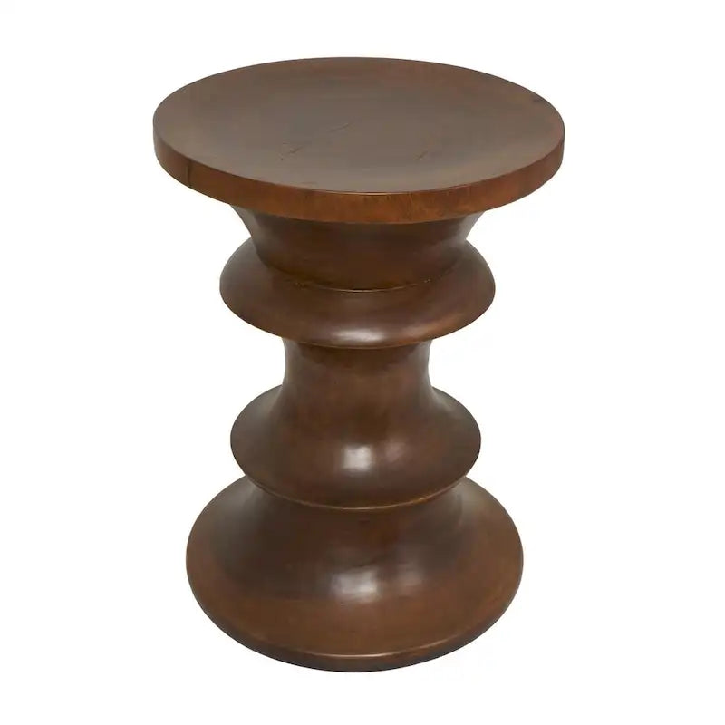 Table d'appoint géométrique en bois faite à la main - Marron