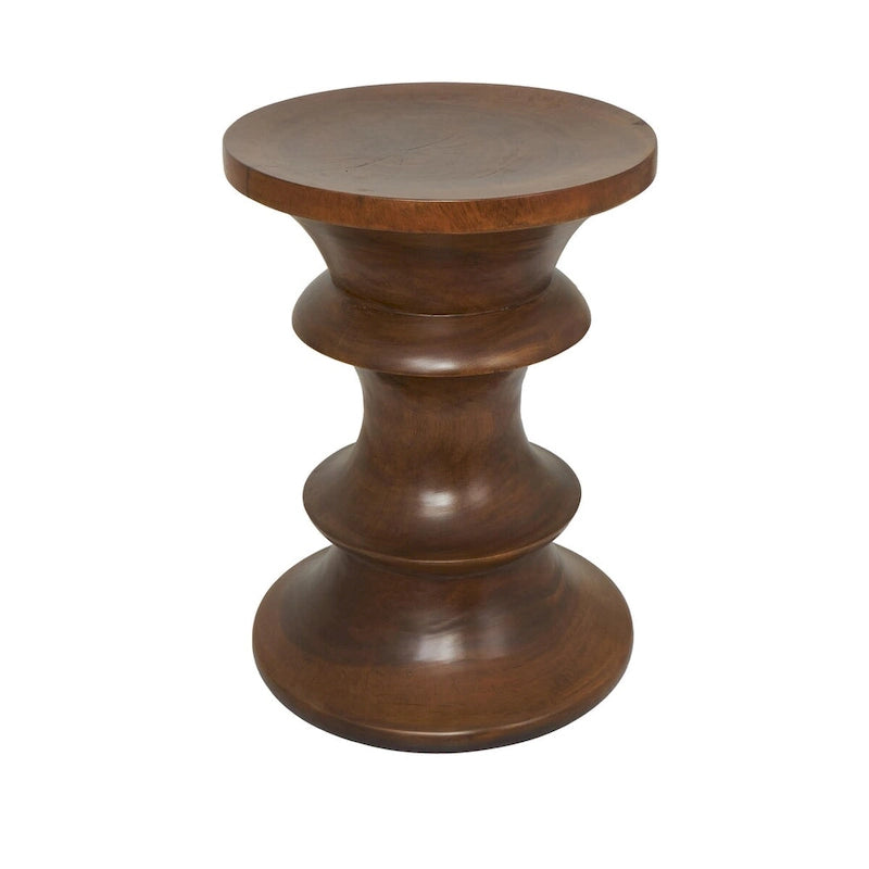 Table d'appoint géométrique en bois faite à la main - Marron