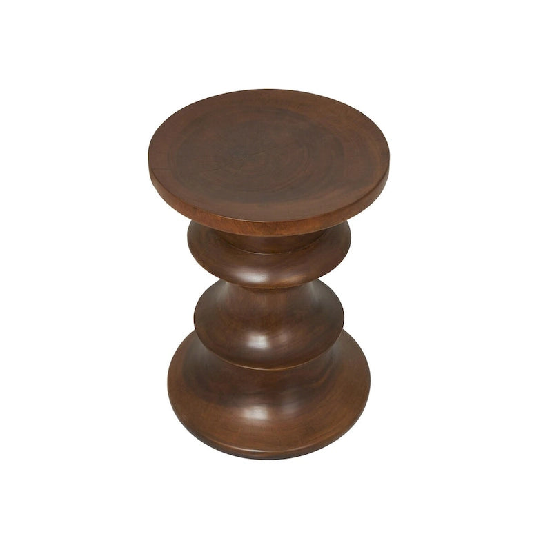Table d'appoint géométrique en bois faite à la main - Marron