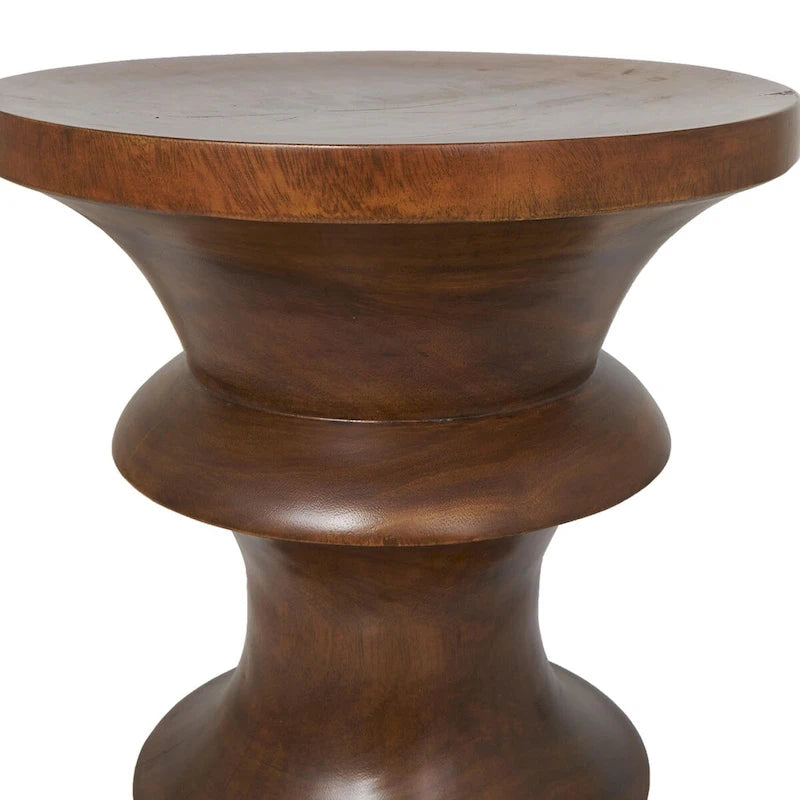 Table d'appoint géométrique en bois faite à la main - Marron