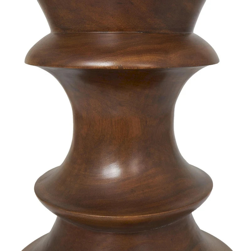 Table d'appoint géométrique en bois faite à la main - Marron