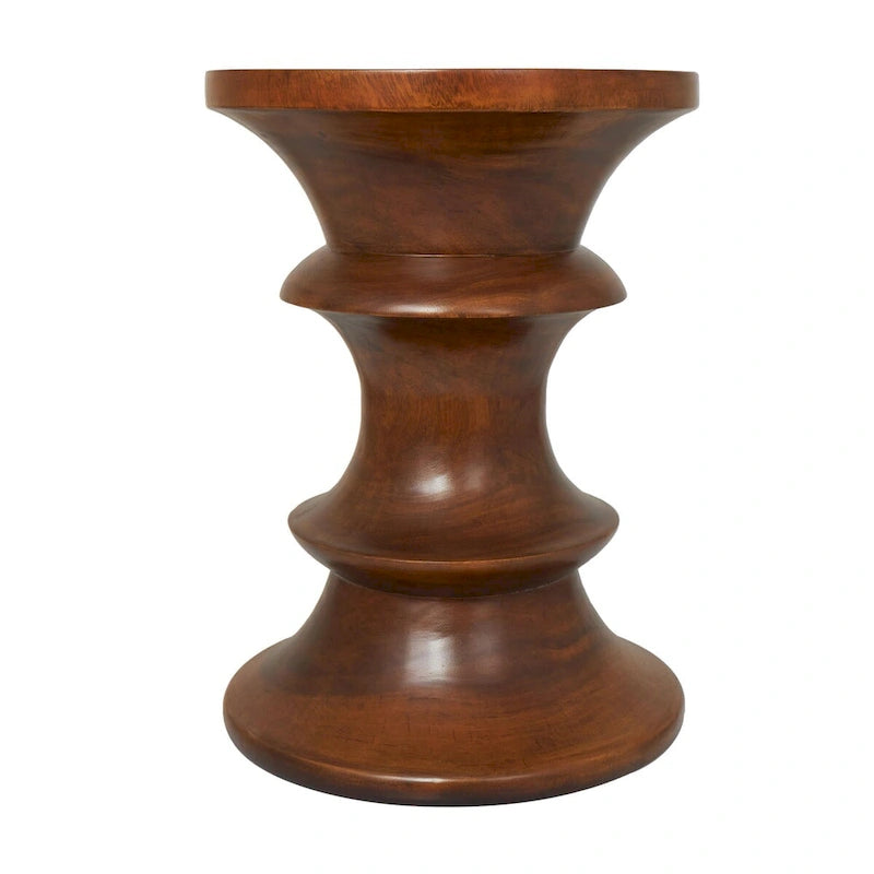 Table d'appoint géométrique en bois faite à la main - Marron