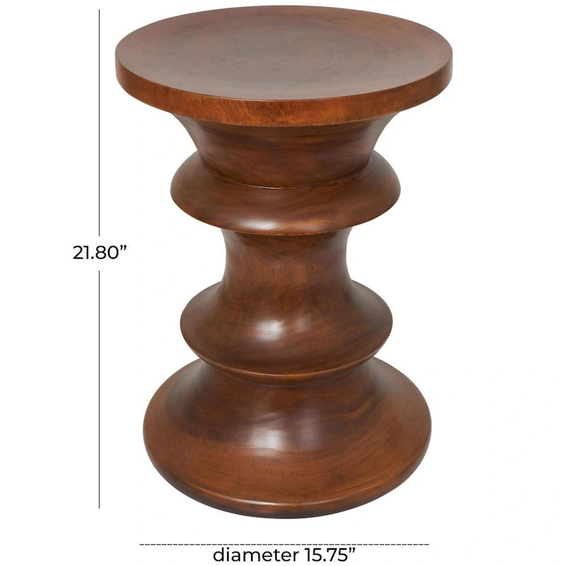 Table d'appoint géométrique en bois faite à la main - Marron