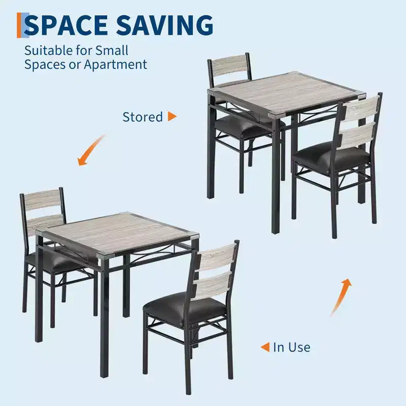 Dining Table Set for 4,with 4 Upholstered Chairs,5 Pcs Wood Kitchen Dining Room Table Set with Corner Protector for Kitchen,Apartment,Small Space