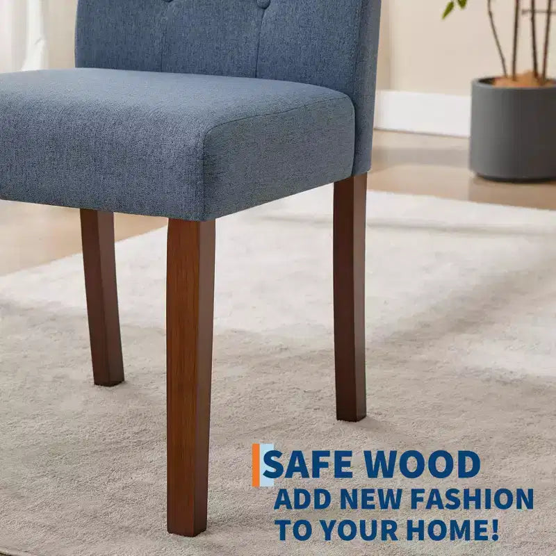 Parsons Button Tufted Dining Chairs Set of 6 / 4 - Upholstered Fabric Kitchen Chairs with Wood Legs & Padded Seats - Living Room Kitchen Furniture