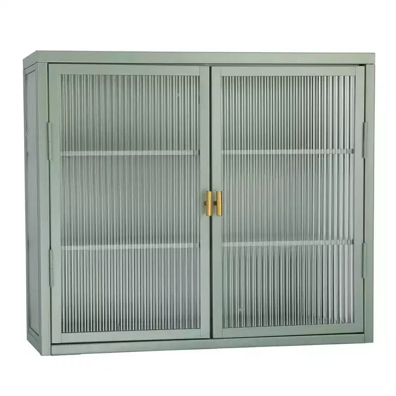 Double Glass Door Wall Cabinet Storage Cabinets with Enough Storage Space, Doors Detachable Shelves Wall Cabinet Practical Tool Storage Chest