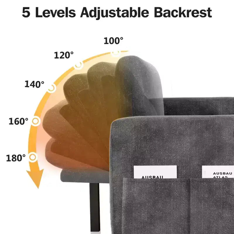 2-in-1 Pull Out Sleeper Sofa with Storage Chaise, Chenille Sectional Couch with USB Ports for Living Room