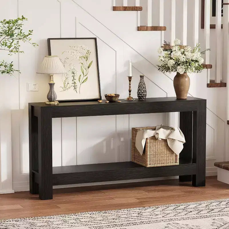 63 Entryway Console Table with 2 Drawers, Narrow Wooden Sofa Table for Living Room, Hallway, or Foyer, Accent Storage Table