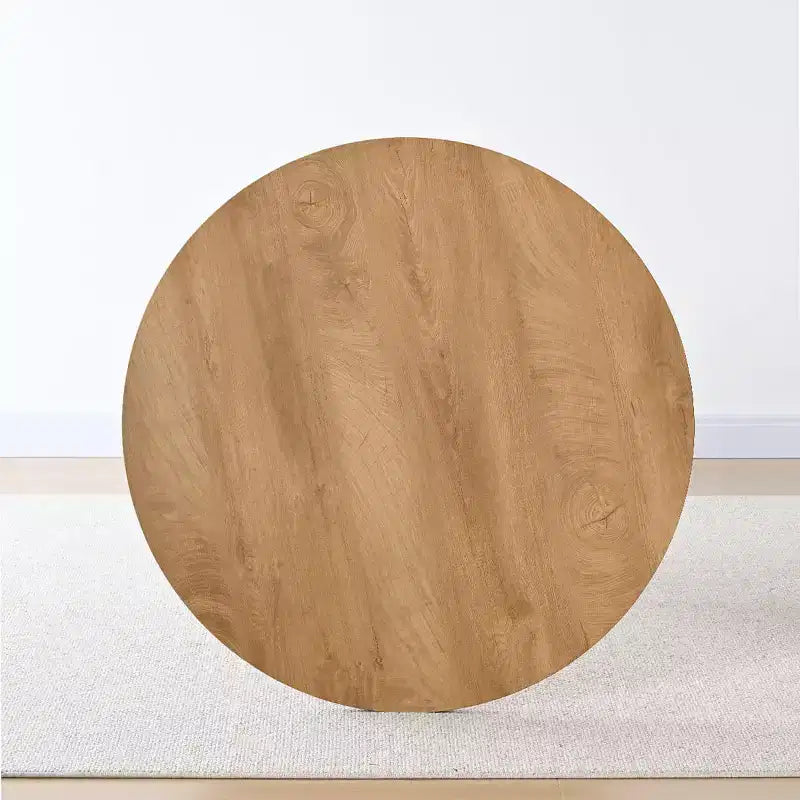 Modern Round Pedestal Dining Table with Wood Grain Finish, Small Kitchen Table Coffee Table for Apartment, Dining Room & Living Space-Panipeachy