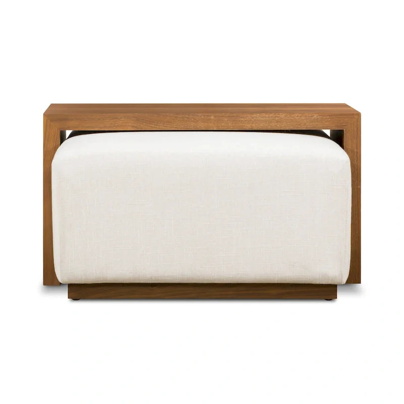Poly & Bark Jarmo Ottoman with Adjustable Walnut Table - Full Grain Genuine Italian Leather