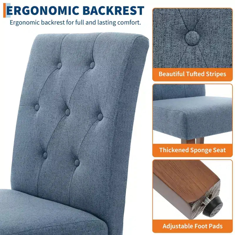 Parsons Button Tufted Dining Chairs Set of 6 / 4 - Upholstered Fabric Kitchen Chairs with Wood Legs & Padded Seats - Living Room Kitchen Furniture