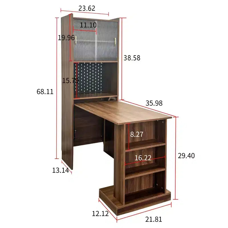 GDFStudio Sinclair Modern 36 Wood Folding Study Table with Storage