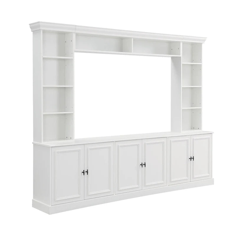 4-Piece Entertainment Center Wall Unit Set with Bridge for TVs Up to 70 , TV Stand W/Adjustable Shelves, Large Media Console