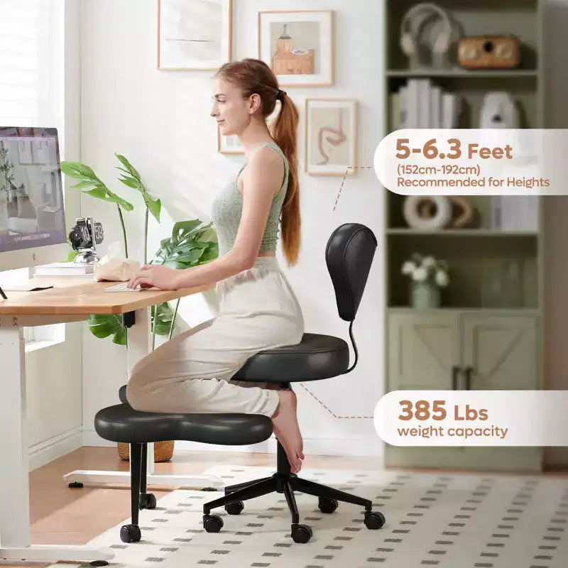 Pinmoco Ergonomic Criss Cross Office Chair, Height Adjustable Meditation Chair, 360 Swivel, Lumbar Support, Task and Office Chair, ADHD Chair