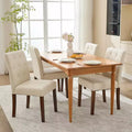 Parsons Button Tufted Dining Chairs Set of 6 / 4 - Upholstered Fabric Kitchen Chairs with Wood Legs & Padded Seats - Living Room Kitchen Furniture